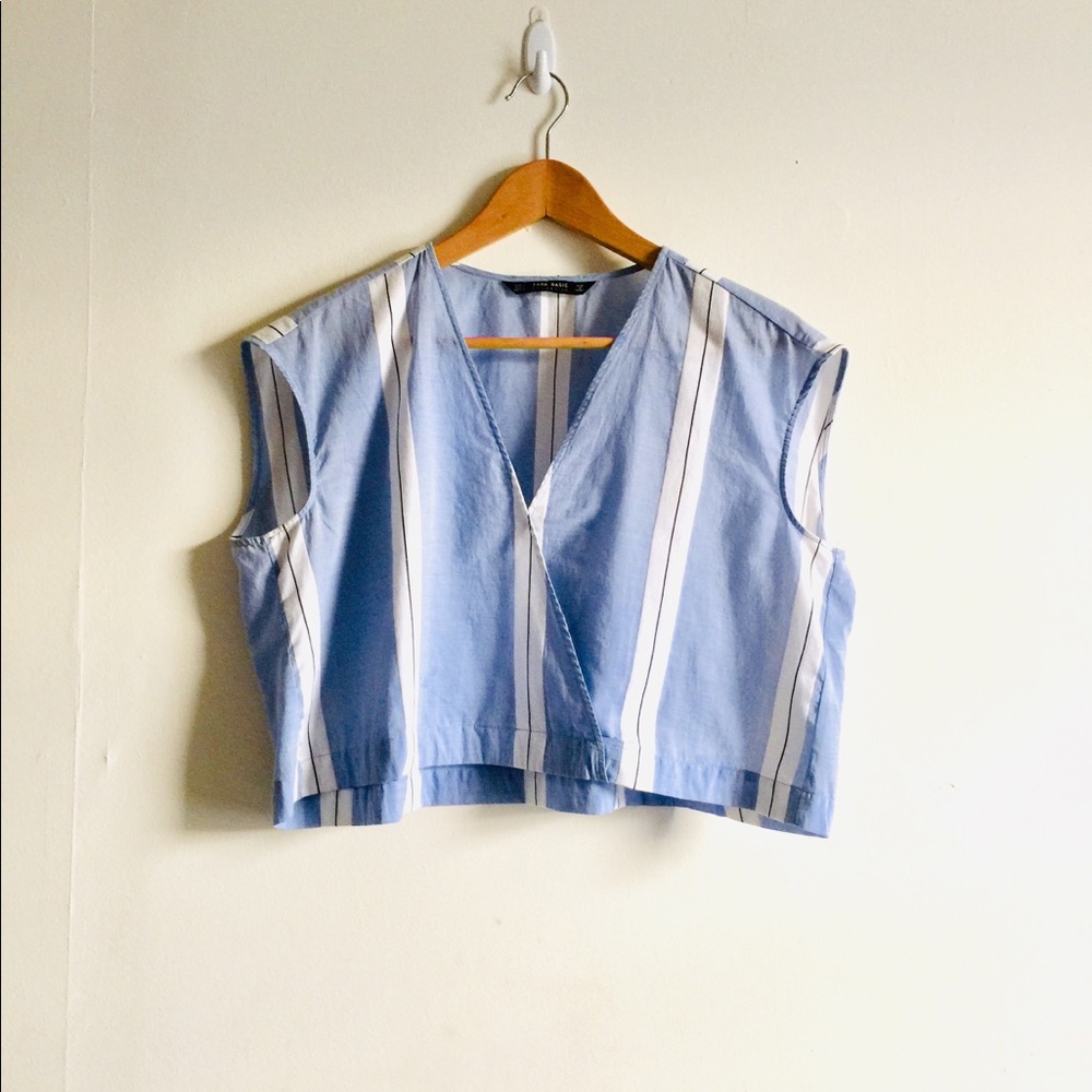 Zara crop top in blue stripe